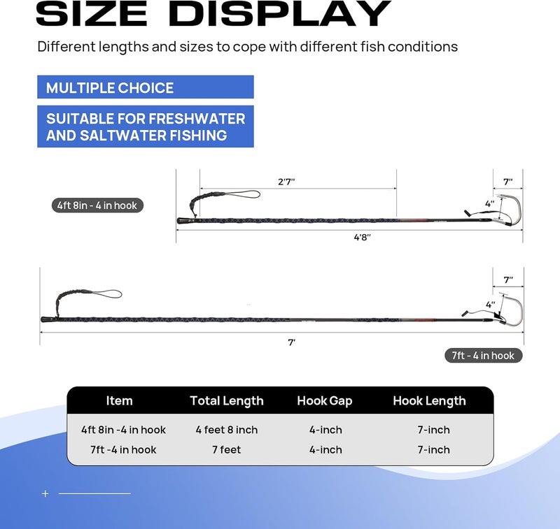 FISHAPPY Fishing Gaff Saltwater Fish Gaff with S316 Stainless Steel Fishing Hook Carbon Fiber Fishing Gaff - Image 4